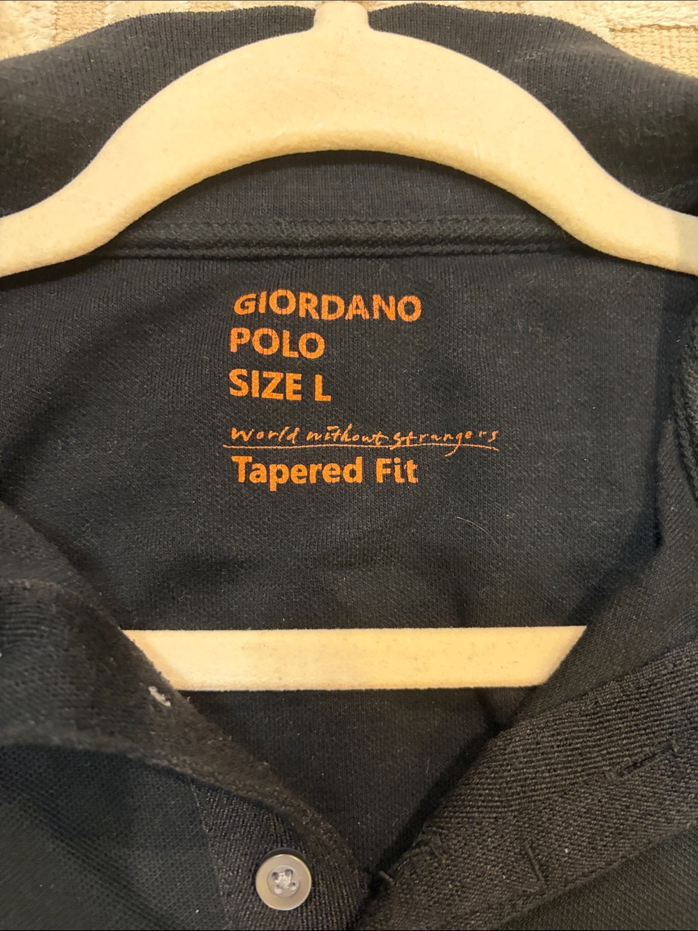 Men’s Black Polo Shirt with Orange Trim - Picture 2 of 5